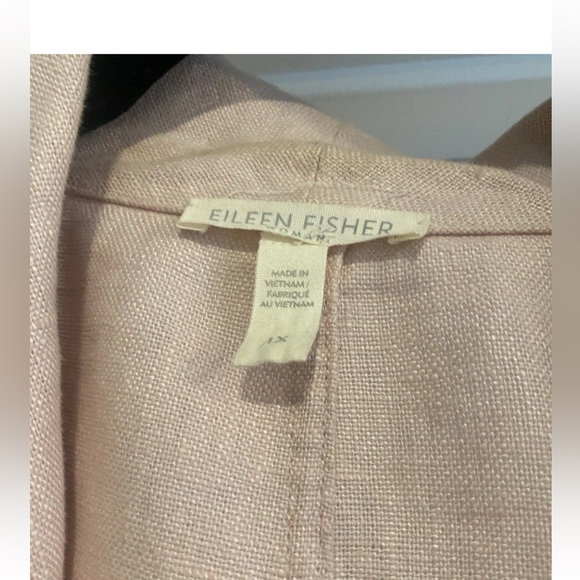 Eileen Fisher Woman 1X Blush Pink Linen Open Front Jacket Shawl Collar Kimono - Picture 6 of 9